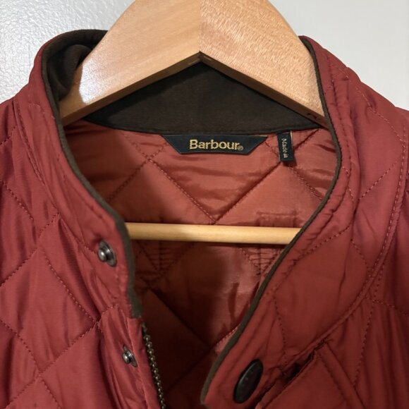 Barbour Lowerdale Quilted Gilet Vest XL Burgundy Burnt Orange Zip Lightweight - Picture 14 of 14